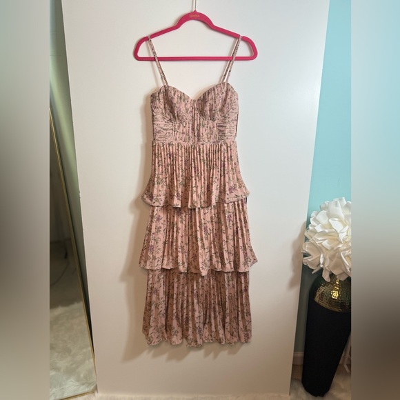 #518 LULUS Cascading Crush Pink Floral Dress size XS NWT - Picture 2 of 13